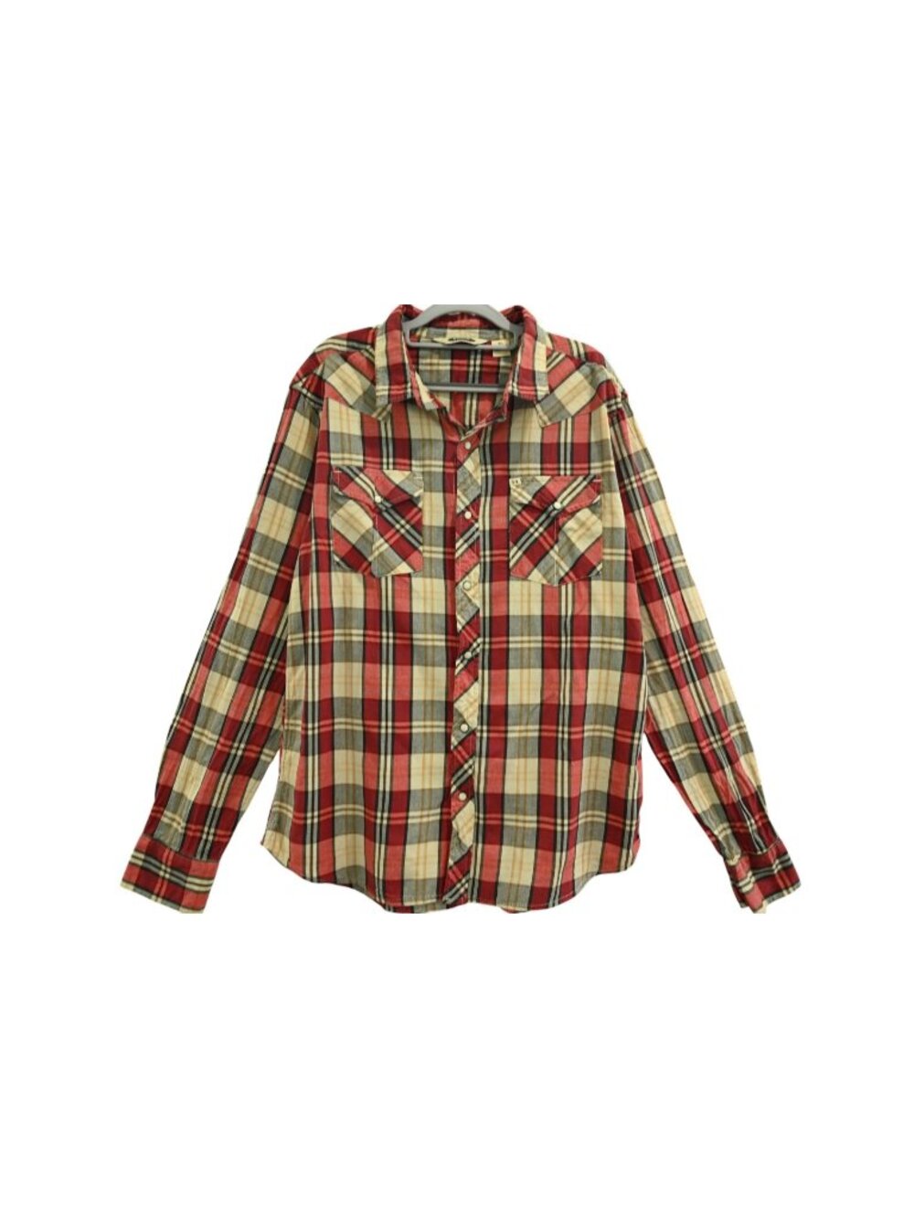 Salt Valley Western Long Sleeve Button Down Pearl Snaps Shirt Sz XL Red Plaid